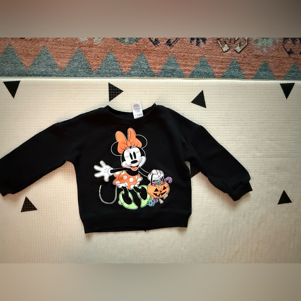 Disney|Baby girl Minnie Mouse Black Halloween Sweatshirt•••orange polka dot,3T - Picture 7 of 9